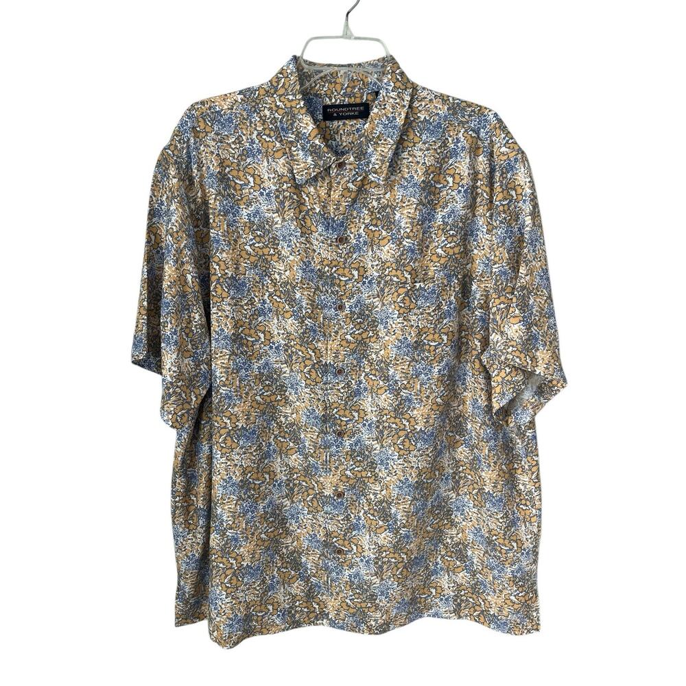 Roundtree & Yorke Camp Shirt Floral Short Sleeve Pocket Casual Summer Resort XL